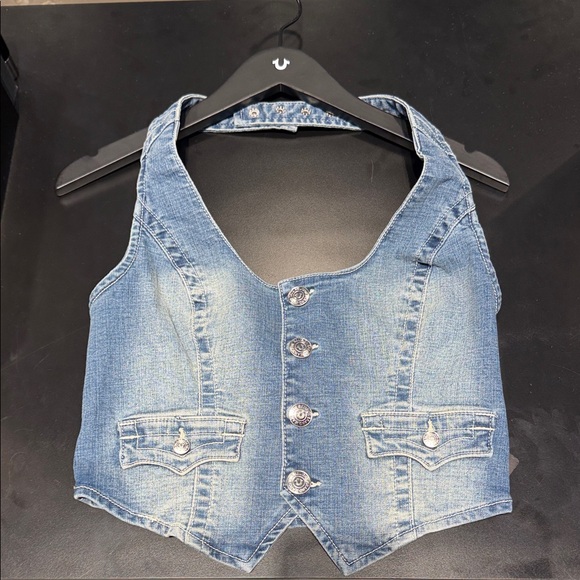 True Religion Tops - True Religion Light Blue Denim Crop Vest